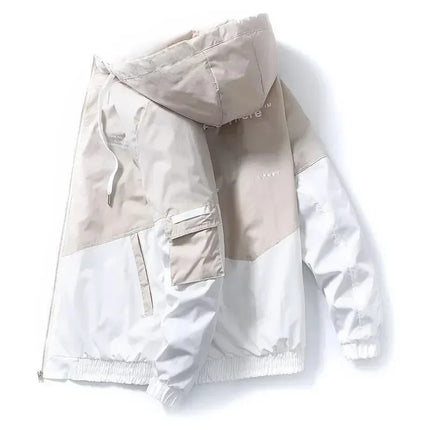 Herrejakke – Koreansk Streetwear Stil, Lett Vårjakke med Hette