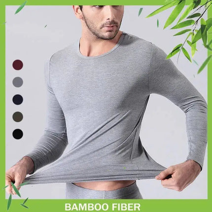 Langermet T-skjorte i Bambusfiber for Menn – Myk, Pustende og Elastisk Base Layer | Komfortabel og Lett Hverdagsgenser