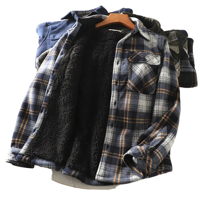 Varm Rutete Skjortejakke for Menn – Tykk Flanell med Fleecefôr | Klassisk Vintage Skjorte til Høst og Vinter