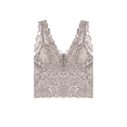 Blonde Camitopp til Dame – V-Hals Crop Top med Innebygde Brystinnlegg