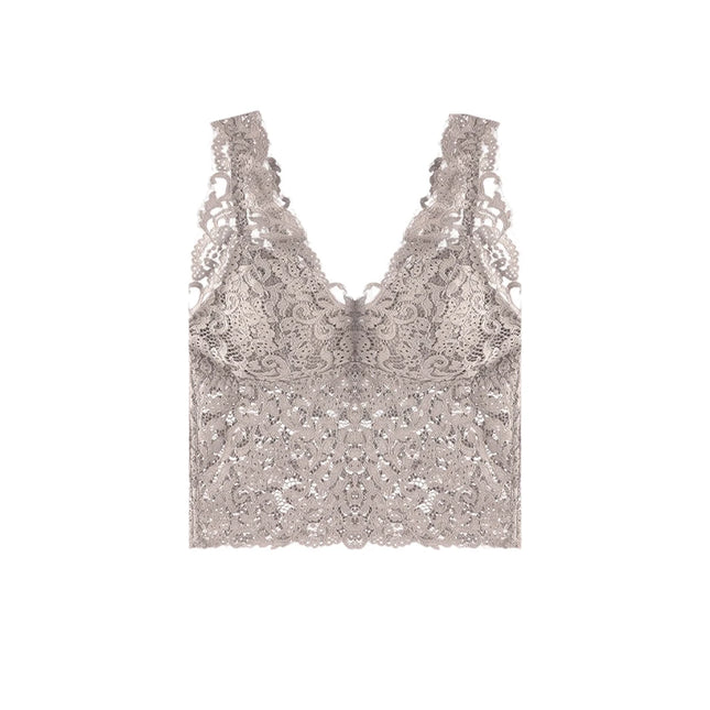 Blonde Camitopp til Dame – V-Hals Crop Top med Innebygde Brystinnlegg