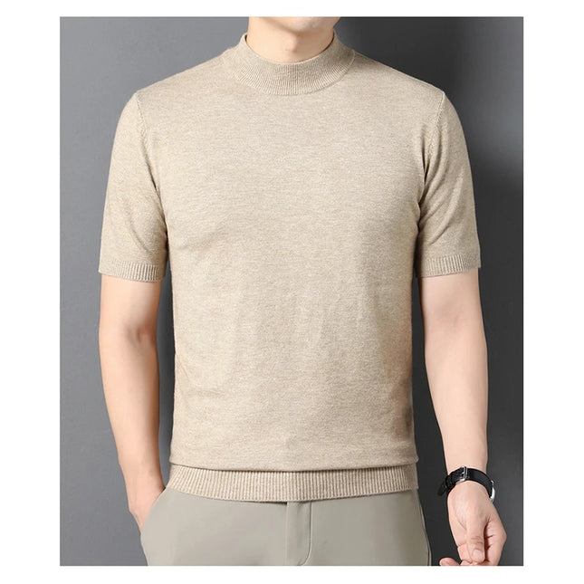 Kortermet Tynn Strikkegenser for Menn – Halvhøy Hals | Elegant og Pustende Genser i Flere Farger