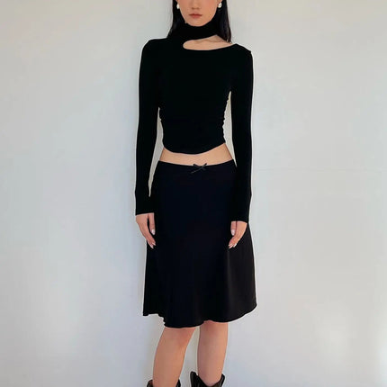 Énskulders Ribbestrikket Topp – Trendy Dame T-skjorte