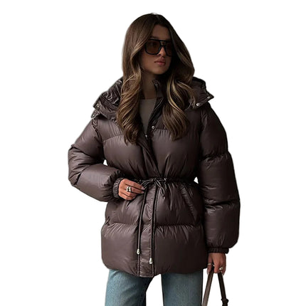 Varm Hettejakke for Dame – Tykk Bomullsjakke med Snøring og Glidelås | Løs Passform til Høst og Vinter 2025