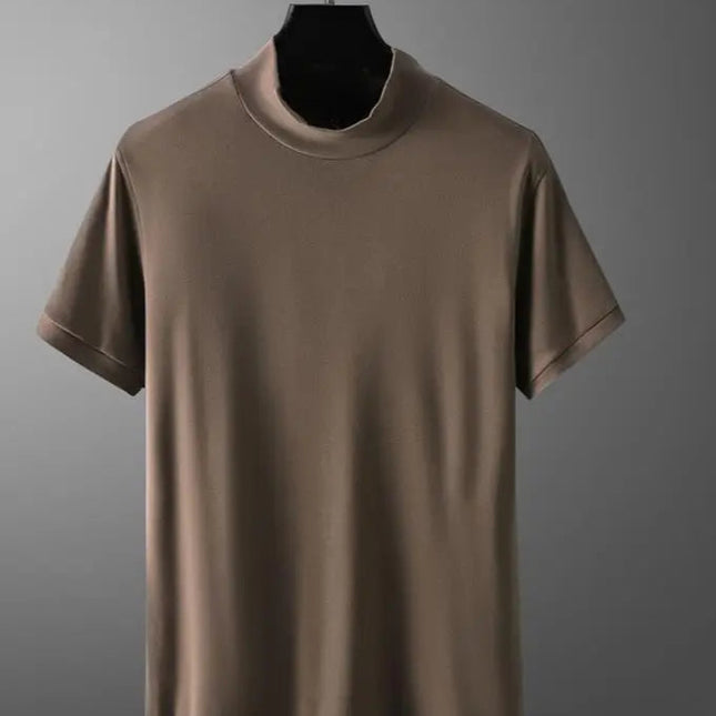 Klassisk Y2K Turtleneck T-skjorte for Herre – Kortermet Streetwear i Myk Modal