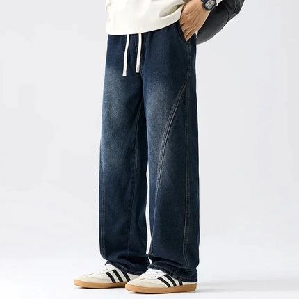 Retro Herrejeans – Løse, Rette Bukser i Amerikansk Stil | Casual Denim Bukser til Vår og Høst (2025)