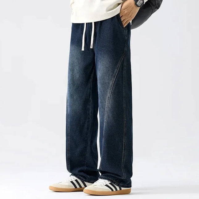 Retro Herrejeans – Løse, Rette Bukser i Amerikansk Stil | Casual Denim Bukser til Vår og Høst (2025)