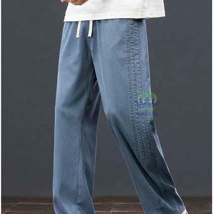 Sommerbukser for Herre i Lyocell – Løse, Vide Joggebukser med Elastisk Midje (opp til 5XL)