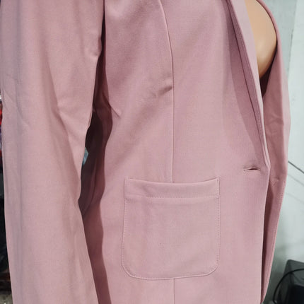 To-delt Damesett – Enkel og Elegant Blazer og Bukse med Krage og Knapper (Høst/Vår)