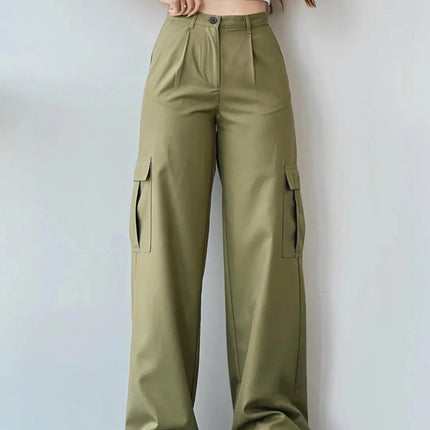 Vintage Cargo Bukser til Dame – Trendy Y2K Parachute Pants i Beige