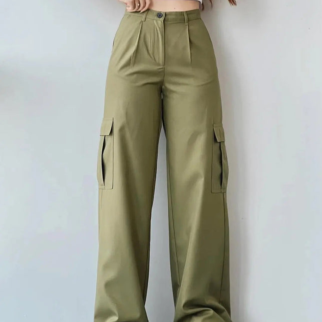 Vintage Cargo Bukser til Dame – Trendy Y2K Parachute Pants i Beige