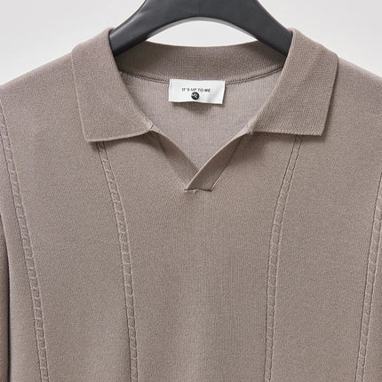 Sommer Polo T-skjorte til Herre – V-hals, Slim Fit & Britisk Stil