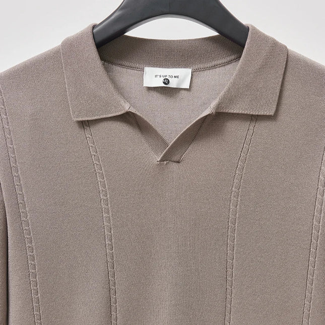 Sommer Polo T-skjorte til Herre – V-hals, Slim Fit & Britisk Stil