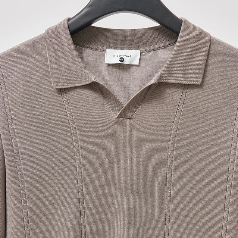 Sommer Polo T-skjorte til Herre – V-hals, Slim Fit & Britisk Stil