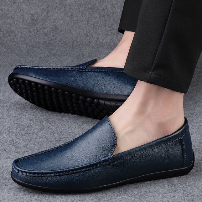 Herre Loafers i Ekte Skinn – Håndlagde Slip-on Mokasiner med Myk Såle