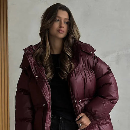 Varm Hettejakke for Dame – Tykk Bomullsjakke med Snøring og Glidelås | Løs Passform til Høst og Vinter 2025