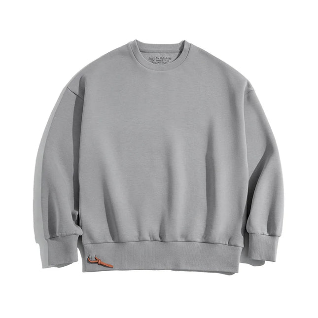 Retro Workwear Genser for Menn – Grå Off-Shoulder Sweatshirt i Space Cotton | Moderne Streetwear uten Hette
