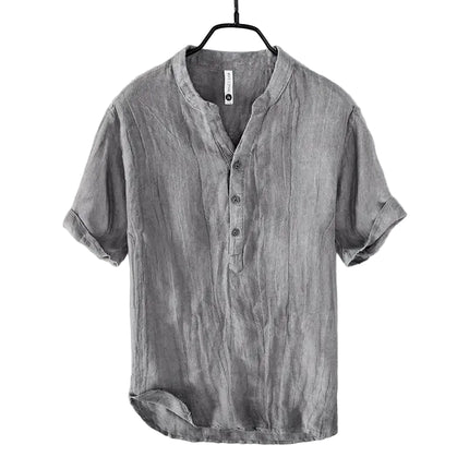 Linskjorte med V-hals til Herre – 100% Lin, Naturlig & Retro Sommerstil