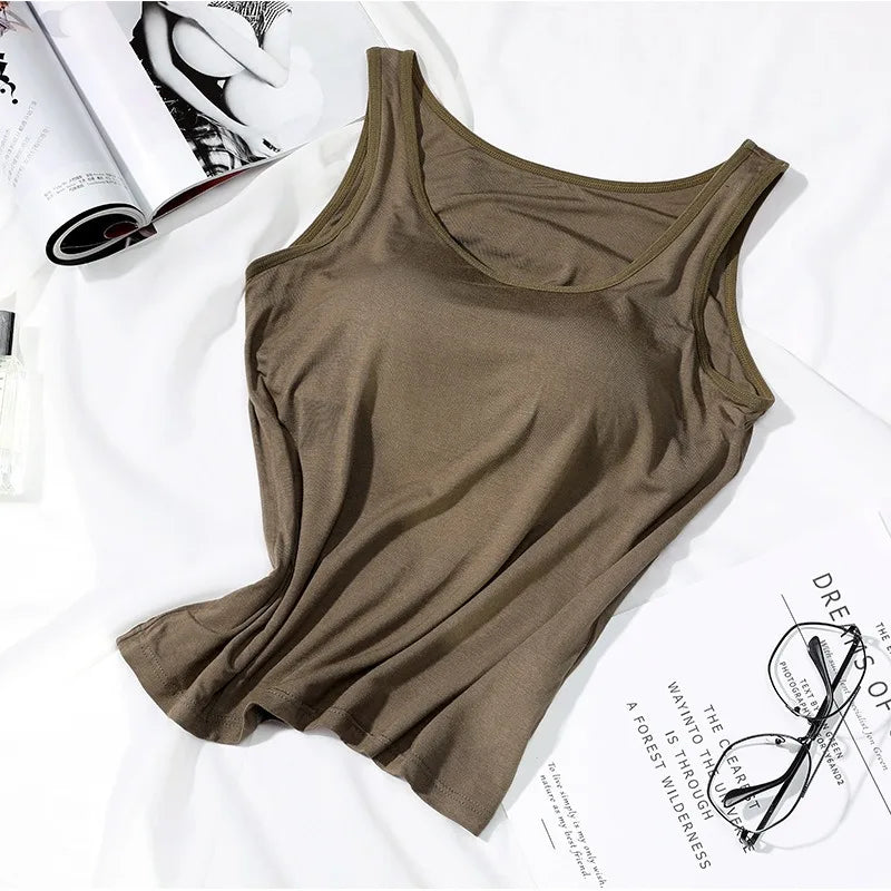 Dame Singlet med Innebygd BH – Slim Fit Topp med Polstring