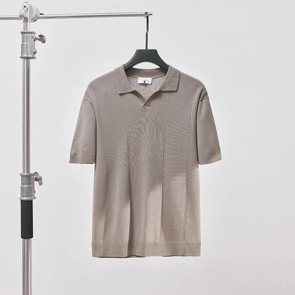 Sommer Polo T-skjorte til Herre – V-hals, Slim Fit & Britisk Stil