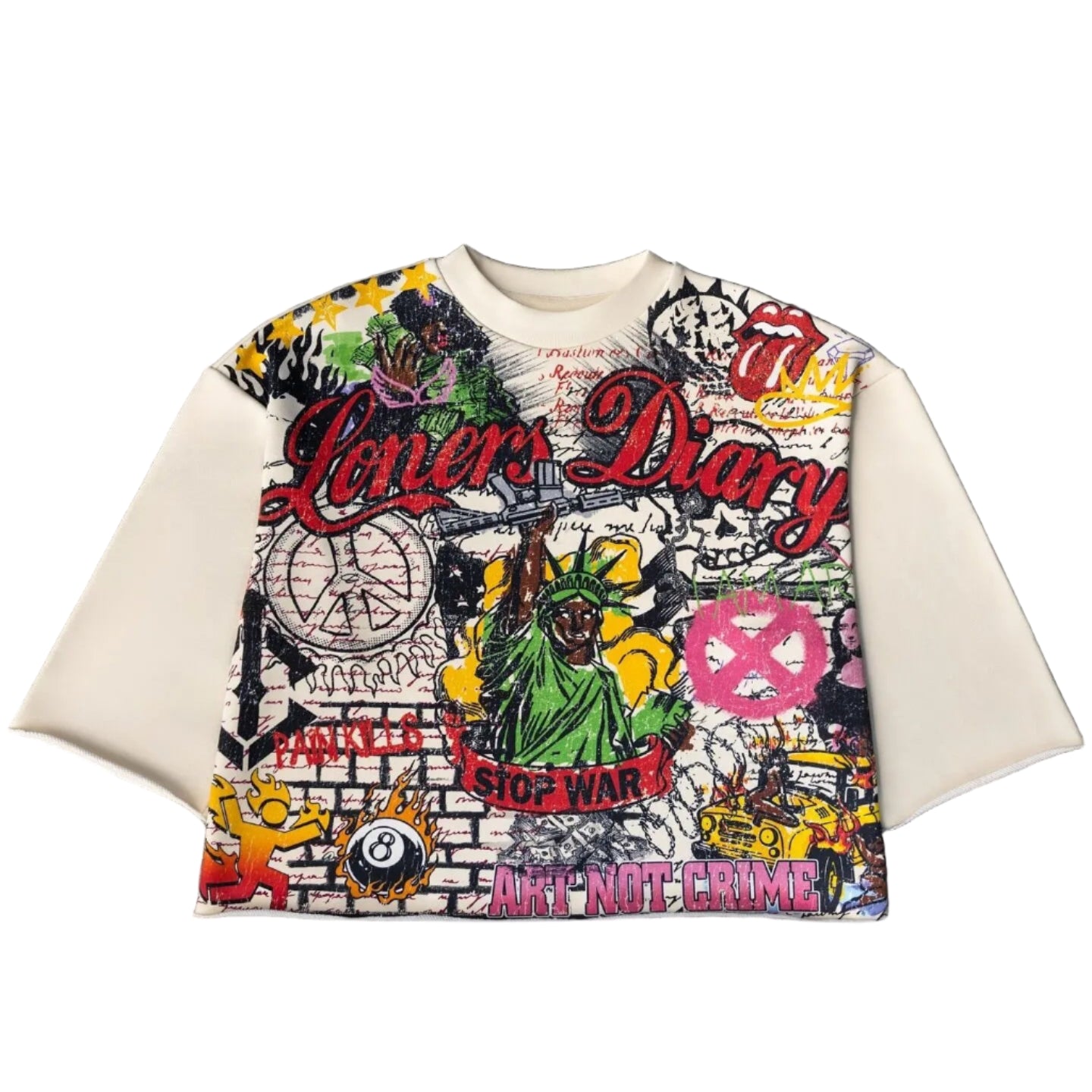 Y2K Streetwear T-skjorte – Oversized Graffiti Print | Trendy Harajuku Retro Hip Hop Topp