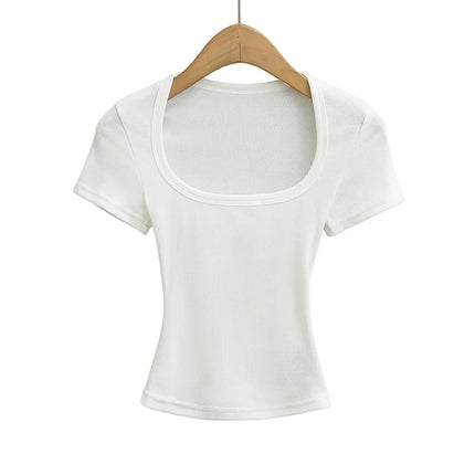 Sommerlig Kvadratisk Hals Crop Top – Kortermet Slim Fit
