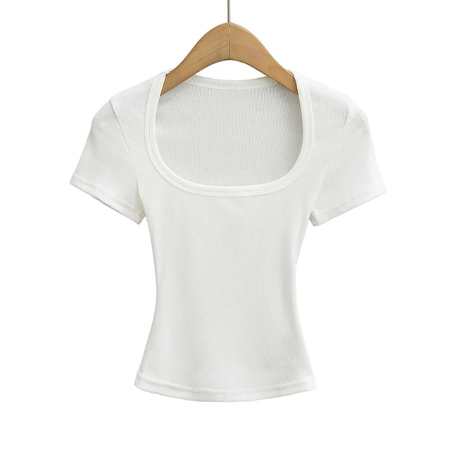 Sommerlig Kvadratisk Hals Crop Top – Kortermet Slim Fit
