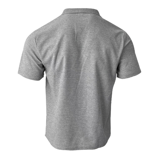 Vaffelstrikket Polo T-skjorte for Herre – Kortermet V-hals med Krage (Sommer 2024)