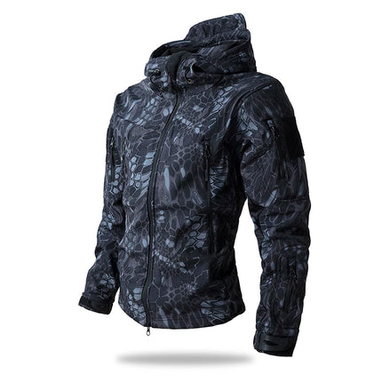Softshell Taktisk Jakke – Vanntett & Vindtett med Fleecefor | Herre Camouflage Hettejakke til Jakt & Friluft