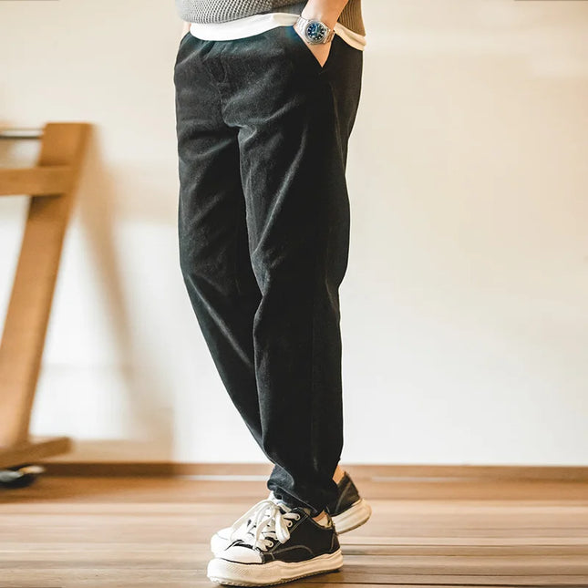 Cordfløyelsbukser for Menn – Vintage Stil med Elastisk Liv | Løse, Komfortable og Klassiske Herrebukser