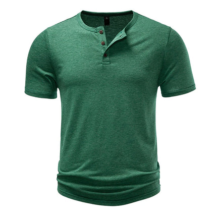 Herre T-skjorte med Henley-hals – Pustende Bomull & Klassisk Sommerstil