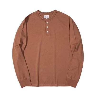 Klassisk Henley Langermet T-skjorte for Menn – 100 % Bomull | Komfortabel Høstgenser Perfekt til Lag-på-Lag