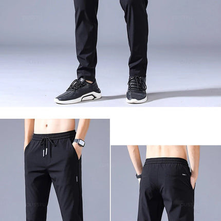 Tynne Herrebukser til Vår og Sommer – Grønn, Ensfarget med Applikasjonsdetaljer og Lommer