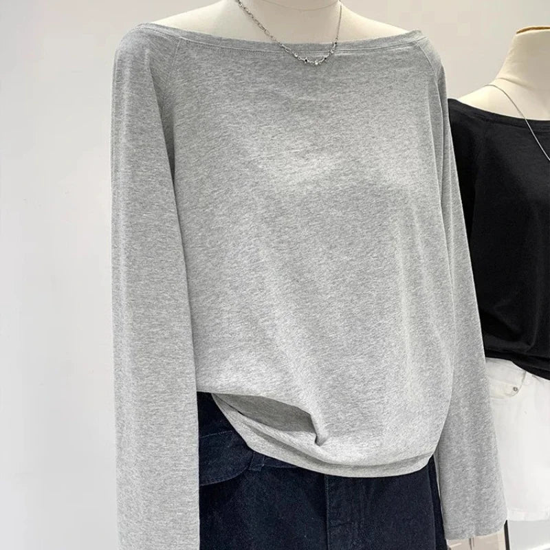 Damegenser med Én Skulder – Bomull, Langermet & Trendy Design | Høst/Vinter