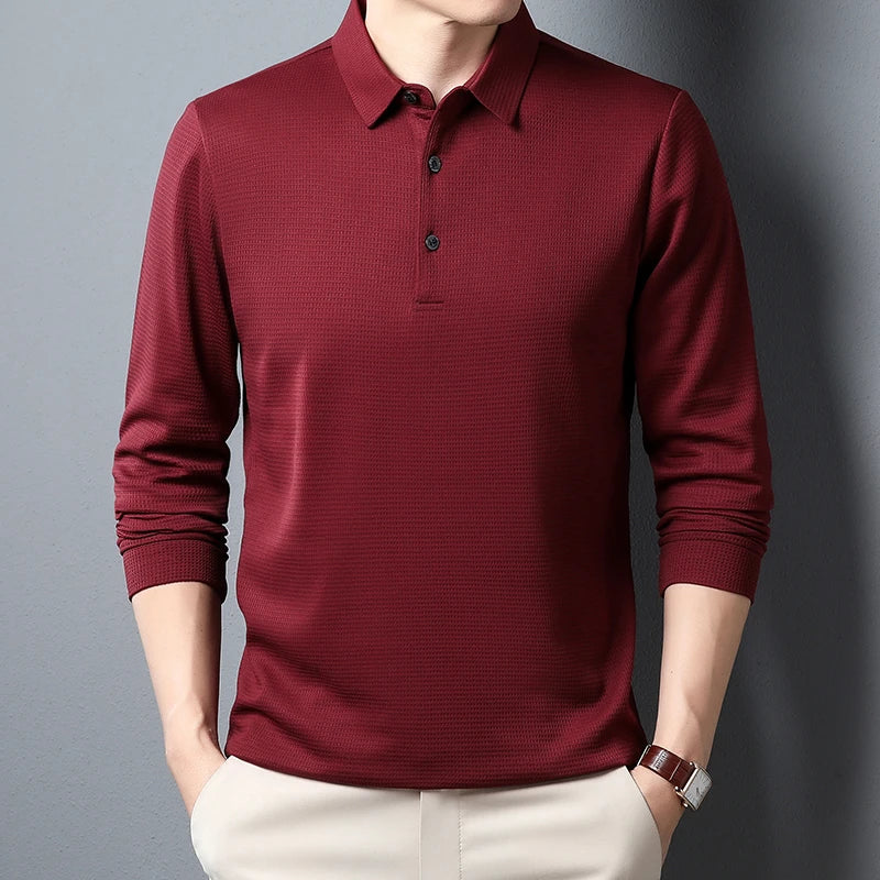 Herre Polo Langermet T-skjorte – Stilren Business Casual Top