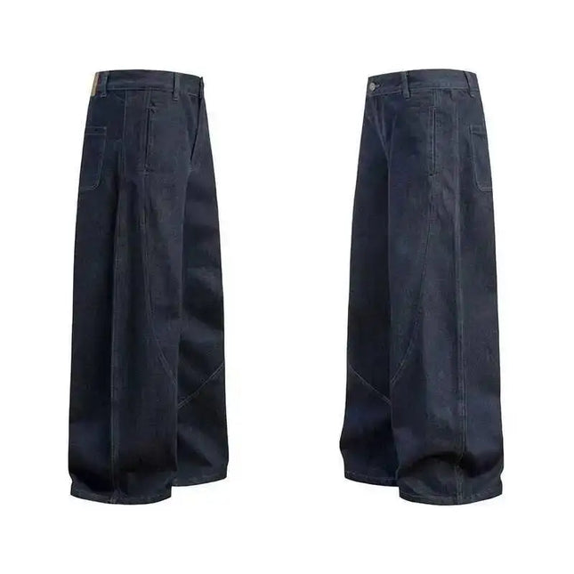 Unisex Wide Leg Jeans – Amerikansk Stil med Buet “Knife Cut”-Design | Trendy Løse Denim Bukser i High Street Look