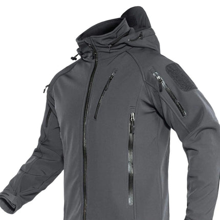 Softshell Jakke med Hette – Vanntett & Vindtett | Varm Fleecefôret Herrejakke til Tur & Hverdag