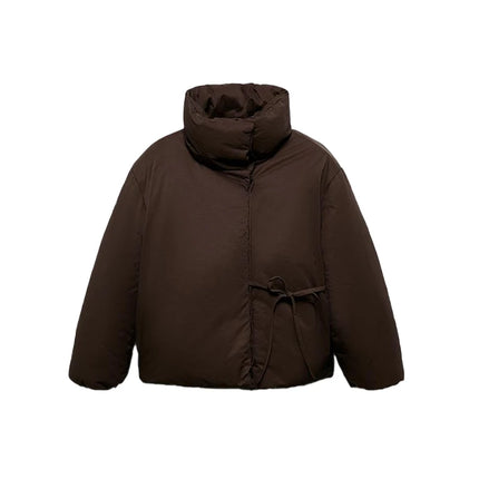 Vinterjakke for Kvinner med Snøring i Siden – Ståkrage og Lange Ermer | Varm, Myk og Trendy Jakke til Hverdag og Byliv