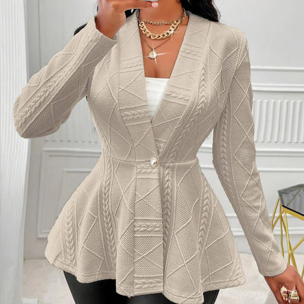 Elegant Dameblazer – Tykk Jacquard Jakke til Høst og Vinter