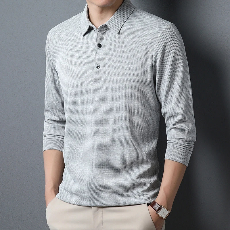 Herre Polo Langermet T-skjorte – Stilren Business Casual Top