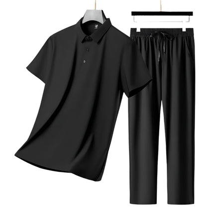 Sommerens Favoritt: Pustende Herresett i Is-silke – Polo & Bukse i Todelt Joggedress