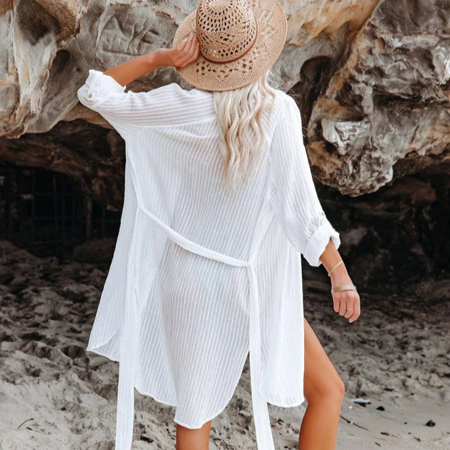 Elegant Strandkimono med Belte – Perfekt som Bikini Cover-Up