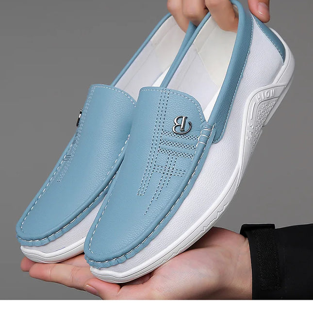 Herresko i Ekte Skinn – Klassiske Slip-on Loafers til Business og Hverdag