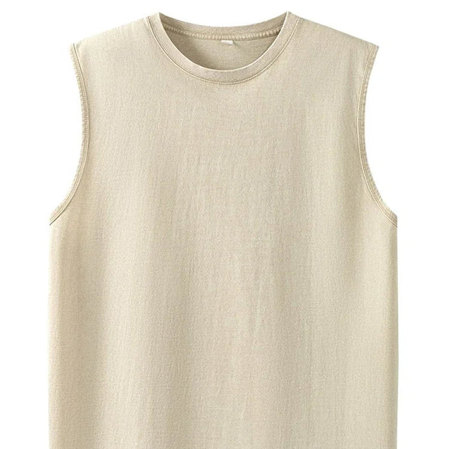 Vasket Bomulls Tank Top til Herre – Ermeløs Trenings- og Sommertopp
