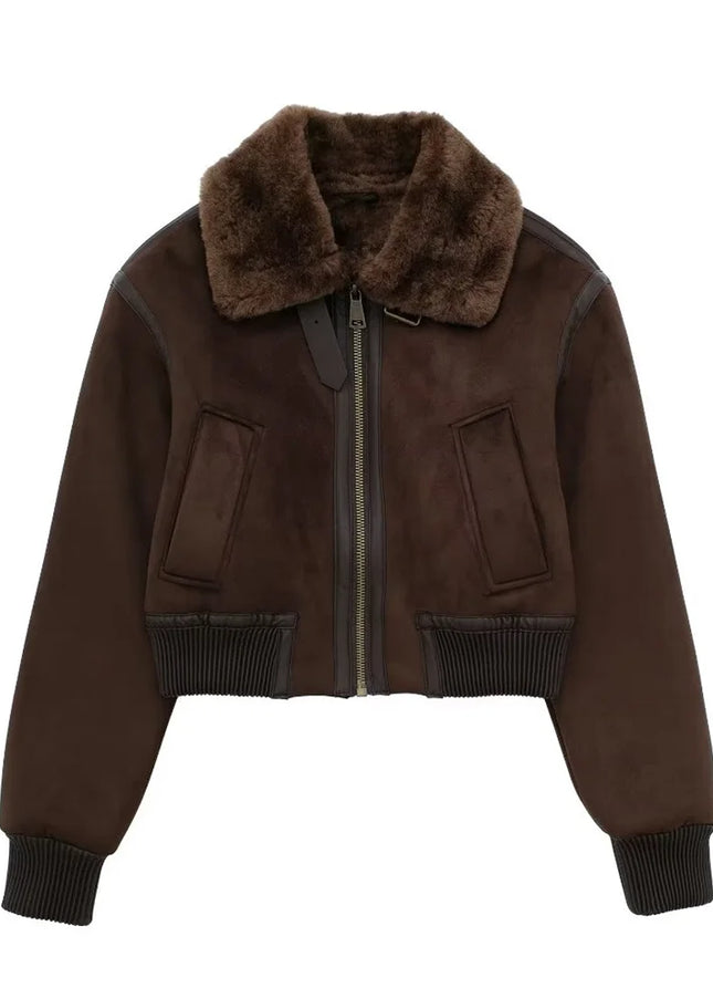 Damejakke for Høst og Vinter – Løs Dobbelsidig Jakke med Kontrastdetaljer