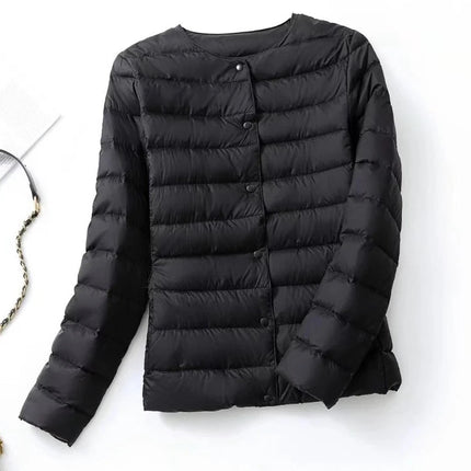 Dame Dunjakke – Ultralett & Slim Fit uten Krage | Varm, Vindavvisende & Lett Jakke