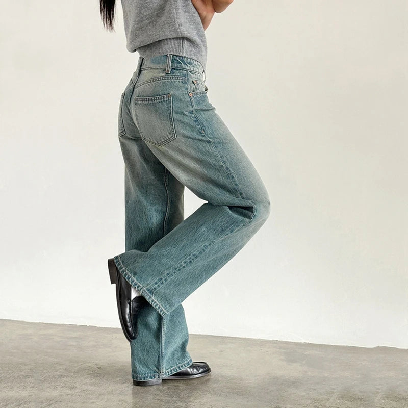 Y2K Baggy Jeans – Lav Midje & Vide Bein for Kvinner