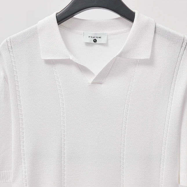 Sommer Polo T-skjorte til Herre – V-hals, Slim Fit & Britisk Stil