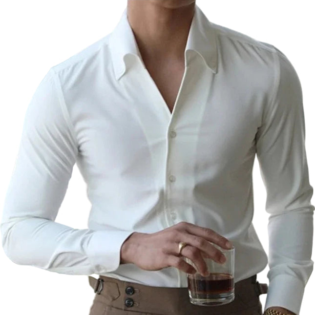 Italiensk Herreskjorte med Krage – Strykefri Slim Fit Skjorte | Elegant og Moderne Skjorte til Business og Fritid