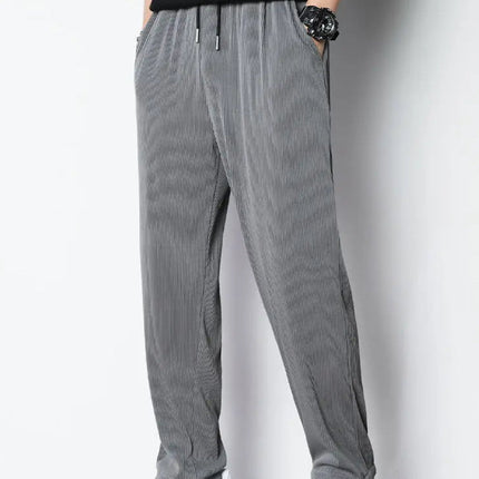 Hvite Ice Silk Sommerbukser for Herre – Lette, Vide Streetwear Bukser